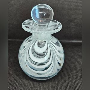 Vintage Art Glass Perfume Bottle by Metropolitan Museum of Art MMA White Swirl
